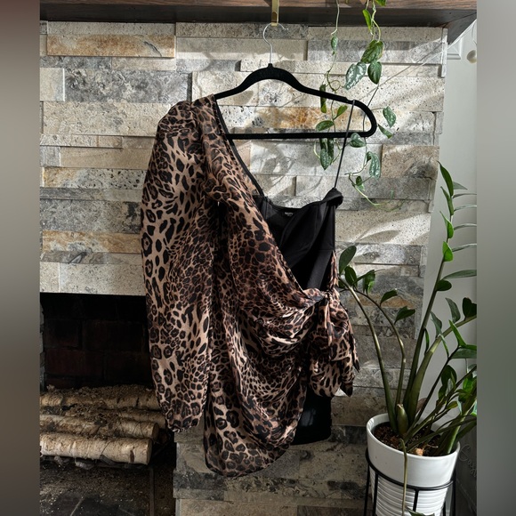 Nasty Gal black and leopard print dress (size 8) - Picture 3 of 5